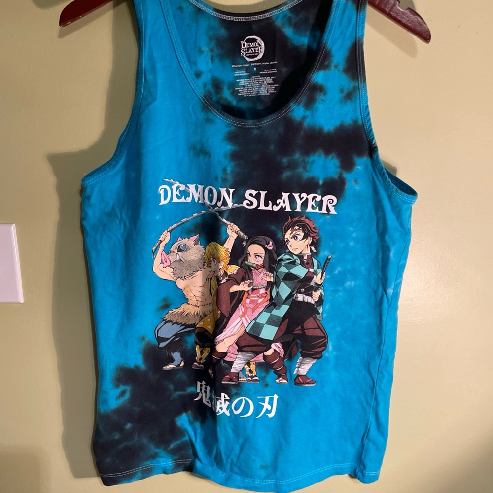 Demon Slayer Tie-Dye Tank Top Size Small Blue EUC
